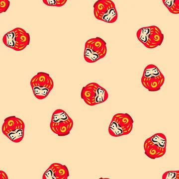 Pattern traditional japanese red daruma doll illustration, symbolizing persev Stock Illustration