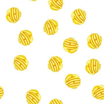 Pattern traditional mexican concha sweet bread flat 스톡 일러스트