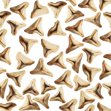 Pattern with traditional purim triangular pastry stuffed with figs Foto stock