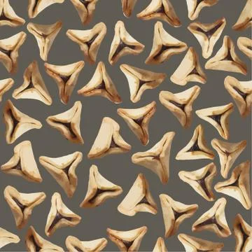 Pattern with traditional purim triangular pastry stuffed with figs Foto stock