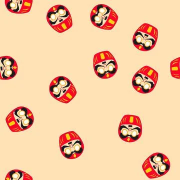 Pattern traditional red daruma doll symbolizing perseverance, fortune, and ac イラスト素材