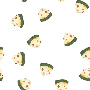 Pattern traditional rice dumpling zongzi with sticky rice and filling Illustrazione stock