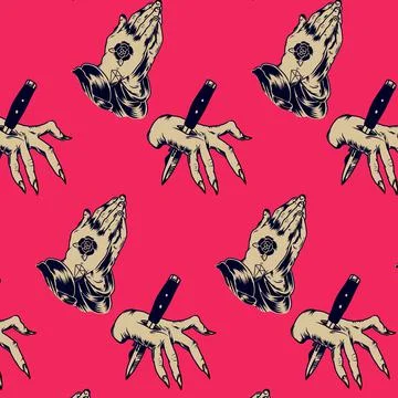 Pattern traditional tattoo handdraw design Stock Illustration