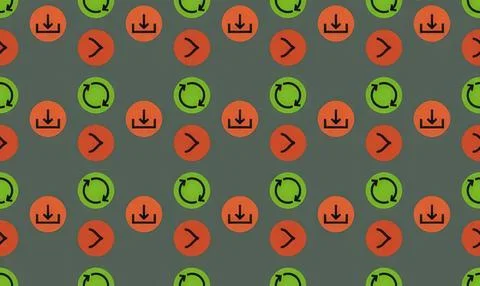 Pattern of traffic lights and arrows on gray background Stock Illustration