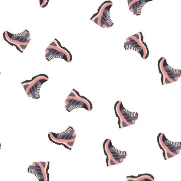 Pattern trail hiking boots female cartoon vector Illustrazione stock