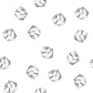 Pattern trash crumpled paper balls cartoon vector Stock Illustration