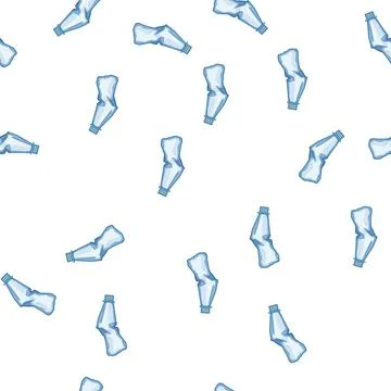 Pattern trash crumpled plastic bottle cartoon vector Illustrazione stock