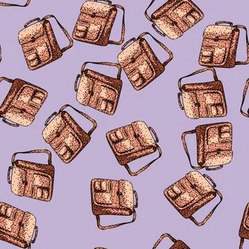 Pattern travel backpack sketch hand drawn 库存插图