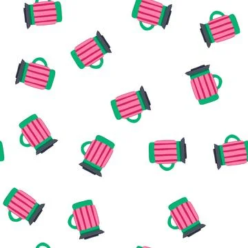 Pattern travel coffee cup reusable cartoon vector Stock Illustration