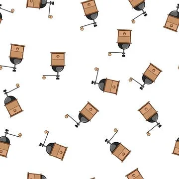 Pattern travel manual coffee grinder cartoon vector Stock Illustration