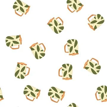 Pattern travel reusable coffee cup cartoon vector Stock Illustration