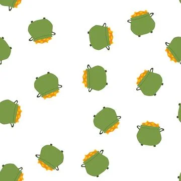 Pattern treasure leprechaun gold pot cartoon vector Stock Illustration