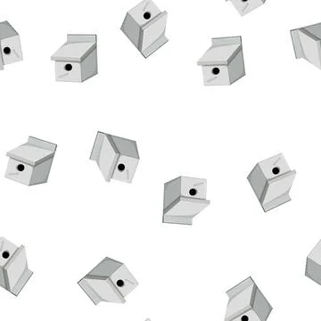 Pattern tree bird house cartoon vector Stock Illustration