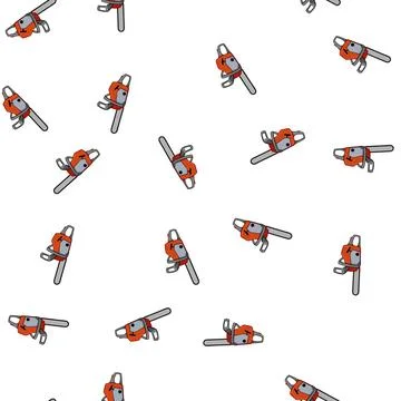 Pattern tree chainsaw cartoon vector Stock Illustration
