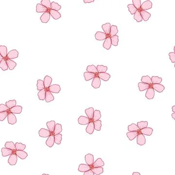 Pattern tree sakura cherry blossom cartoon vector Stock Illustration
