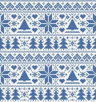 Pattern with trees and snowflakes Illustrazione stock