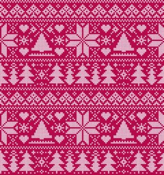 Pattern with trees and snowflakes Stock Illustration
