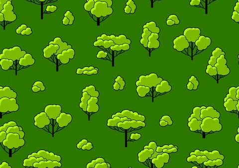 Pattern with trees. Spring or summer stylized plants. Stock Illustration