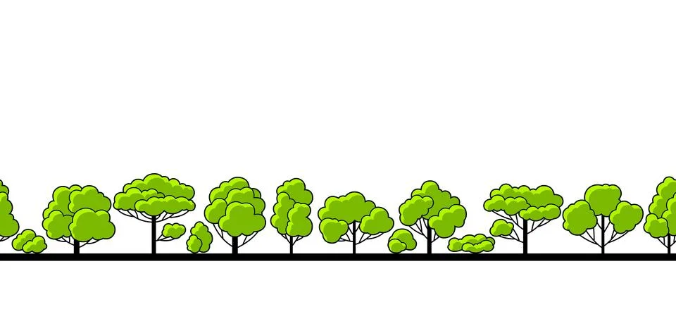 Pattern with trees. Spring or summer stylized plants. Illustrazione stock