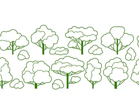 Pattern with trees. Spring or summer stylized plants. Stock Illustration