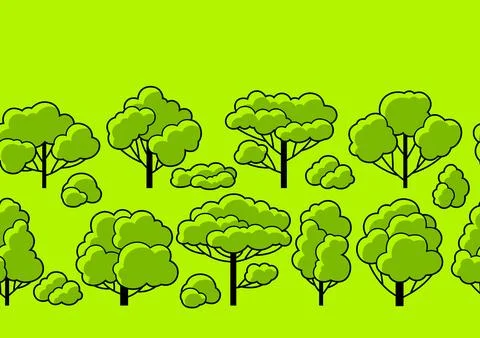 Pattern with trees. Spring or summer stylized plants. Illustrazione stock