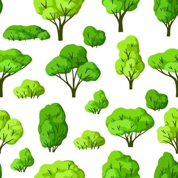 Pattern with trees. Spring or summer stylized plants. 스톡 일러스트