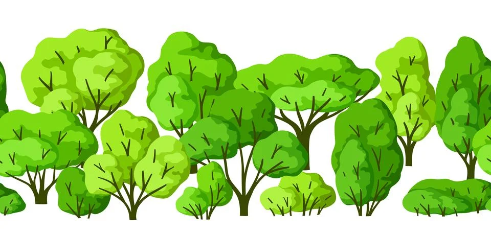 Pattern with trees. Spring or summer stylized plants. Illustrazione stock