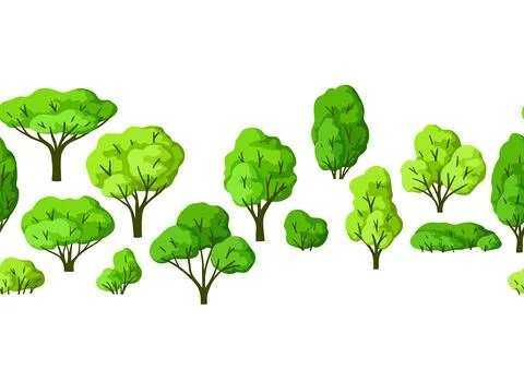 Pattern with trees. Spring or summer stylized plants. 스톡 일러스트