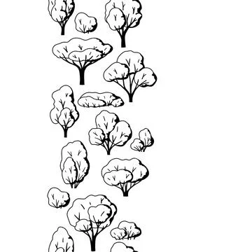 Pattern with trees. Spring or summer stylized plants. Illustrazione stock