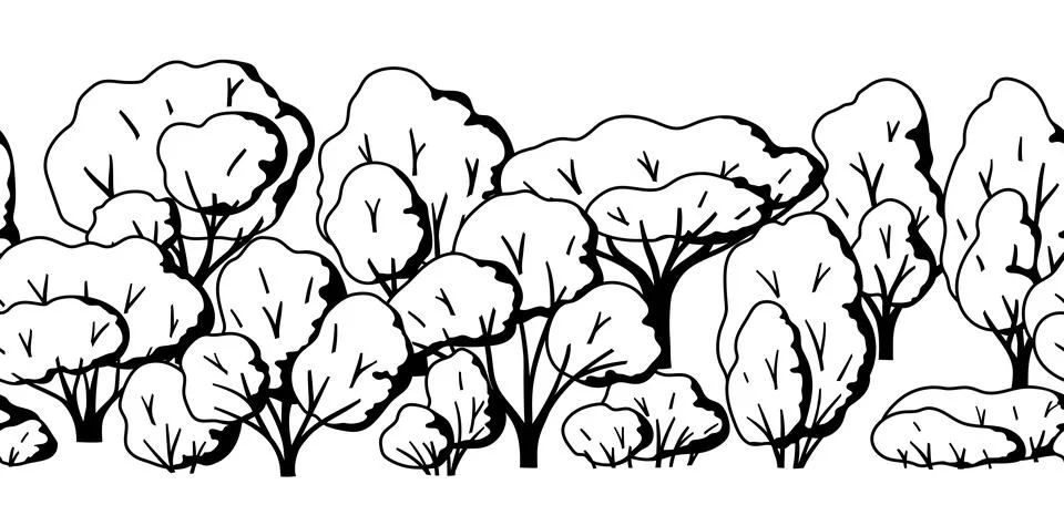 Pattern with trees. Spring or summer stylized plants. Stock Illustration