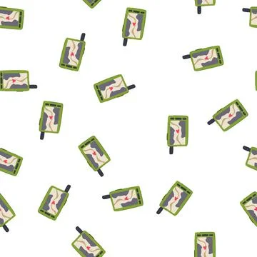 Pattern trekking handheld gps cartoon vector Stock Illustration