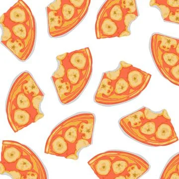 A pattern of triangle bananas pancake with bananas sliced. Breakfast healthy men イラスト素材