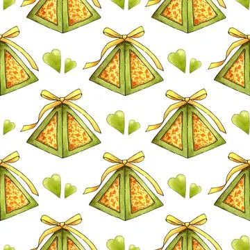Pattern triangular gift box watercolor Stock Illustration