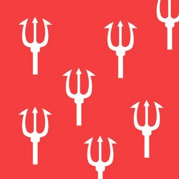 Pattern with a trident. Trident devil flat. Neptune red trident Stock Illustration