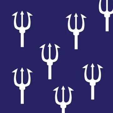 Pattern with a trident. Trident devil flat. Neptune red vector trident Illustrazione stock