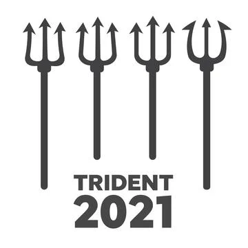 Pattern with a trident. Trident devil flat. Neptune red vector trident Stock Illustration