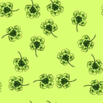 Pattern trifolium clover sketch hand drawn Stock Illustration
