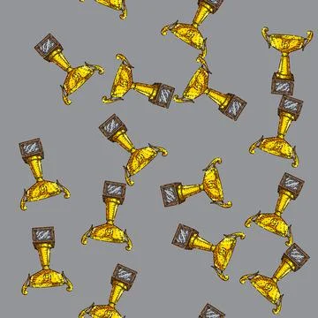 Pattern trophy gold sketch hand drawn Illustrazione stock
