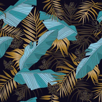 Pattern tropic texture summer spring background exotic green leaf leaves Stock Illustration