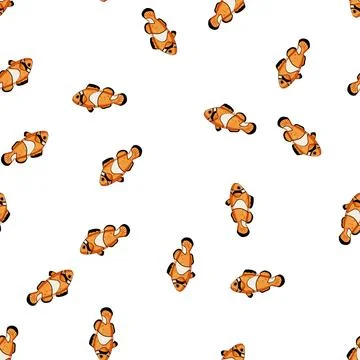 Pattern tropical clown fish cartoon vector Illustrazione stock