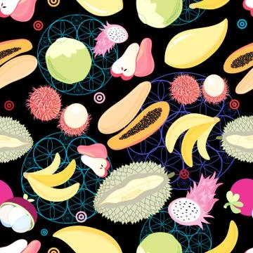 Pattern tropical fruits Stock Illustration