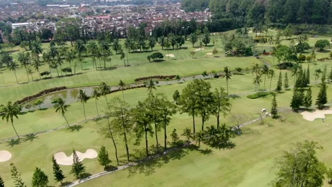 Pattern of tropical golf course in Bali island, city of Magelang in Stock Footage 218360871