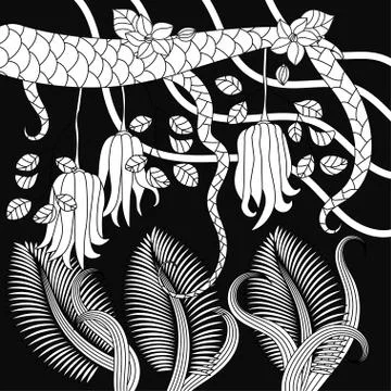 Pattern with tropical plants, flowers and citron Illustrazione stock