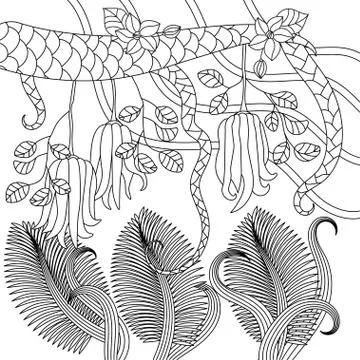 Pattern with tropical plants, flowers and citron Stock Illustration