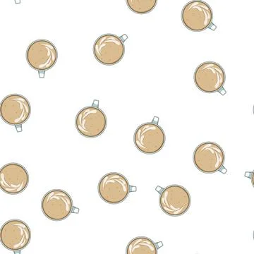 Pattern tulip latte art coffee cartoon vector Stock Illustration