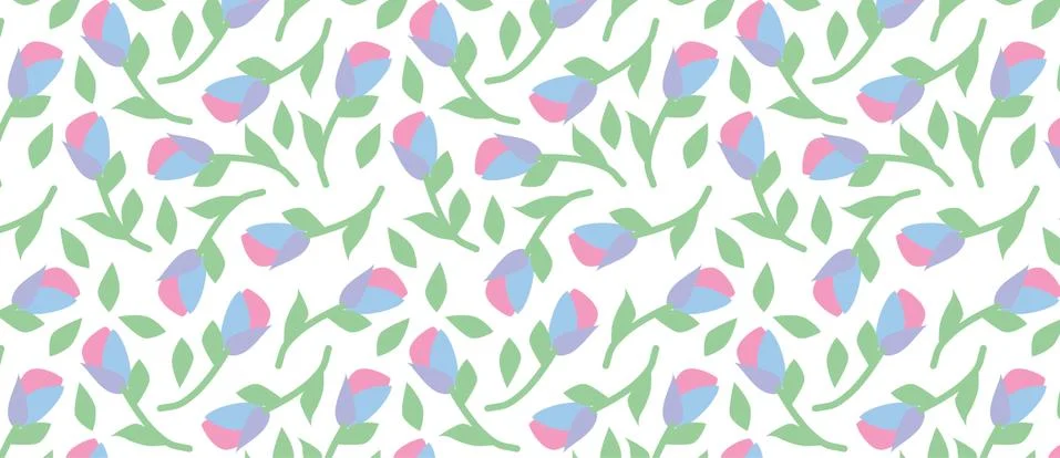 Pattern with Tulips and leaves Stock Illustration