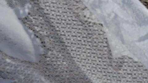 Pattern tulle in the wind on the background of arable land 6 Stock Footage 129460849