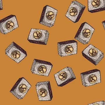 Pattern tumbler matchbox sketch hand drawn Stock Illustration