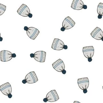 Pattern tumbler winter hat knit cartoon vector 스톡 일러스트