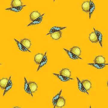 Pattern twilight sunset sea sketch hand drawn Stock Illustration